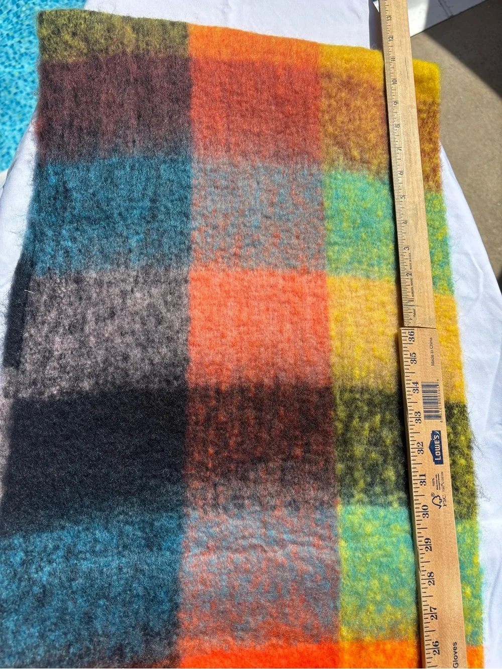 Thick Plush Multicolor Plaid Scarf or Wrap with fringe detail
